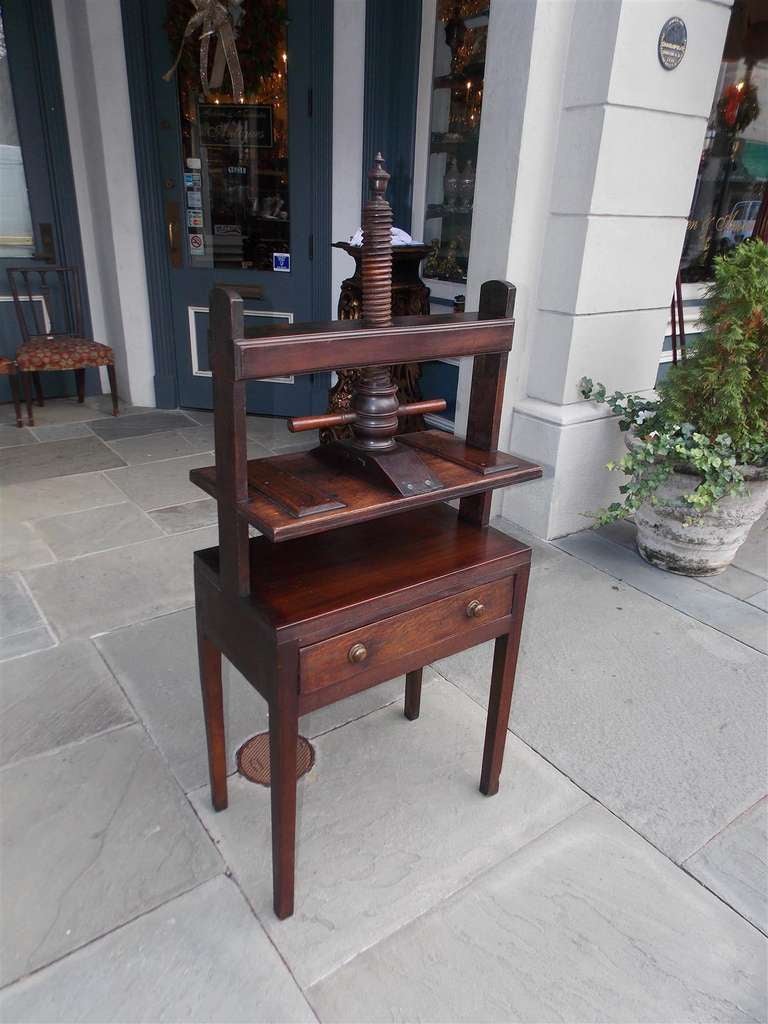 English Mahogany and Oak Book Press. Circa 1770