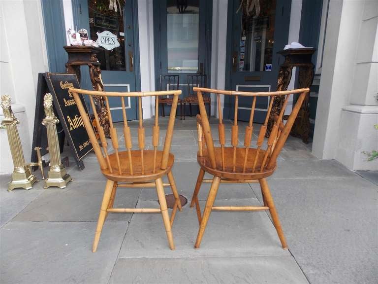 Set of Six American Maple, Cherry and Walnut Windsor Chairs, Circa 1820 2
