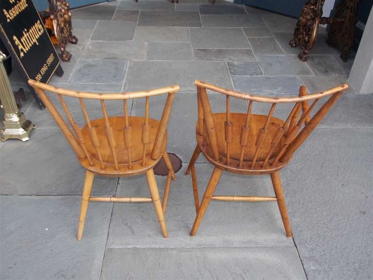 Set of Six American Maple, Cherry and Walnut Windsor Chairs, Circa 1820 3