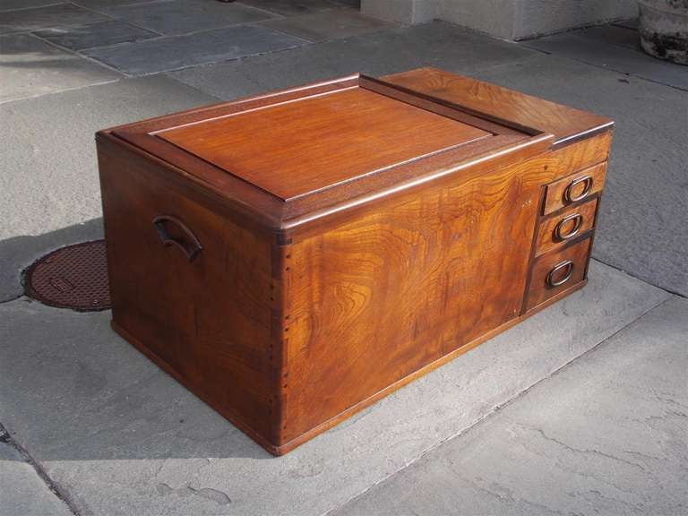 Japanese Three Drawer Copper Lined Hibachi. Circa 1870 In Excellent Condition For Sale In Hollywood, SC