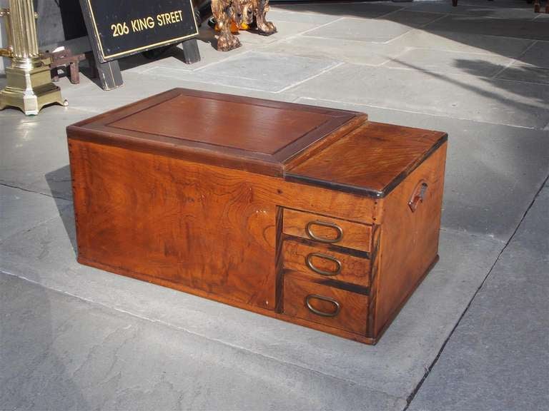 Late 19th Century Japanese Three Drawer Copper Lined Hibachi. Circa 1870 For Sale