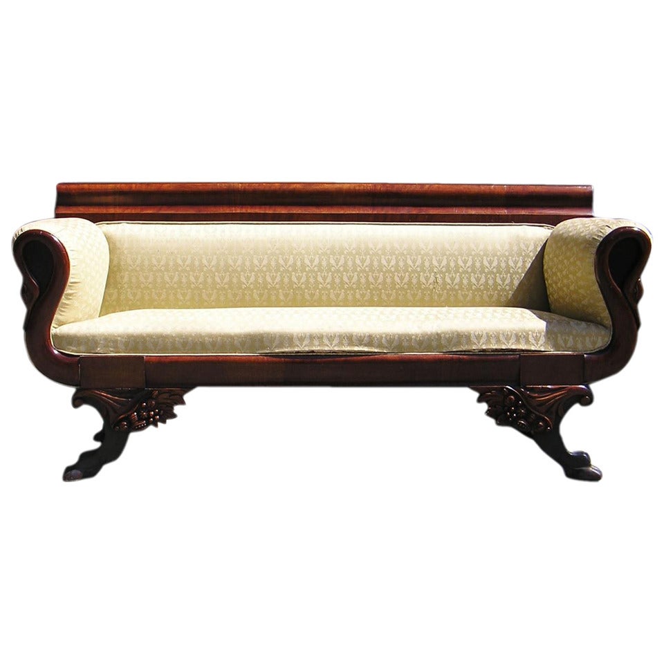 American Mahogany Classical Swan Sofa, Philadelphia, Circa 1815