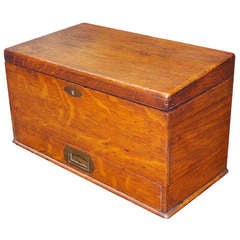 American Oak Slant Top Military Letter Box. Circa 1890