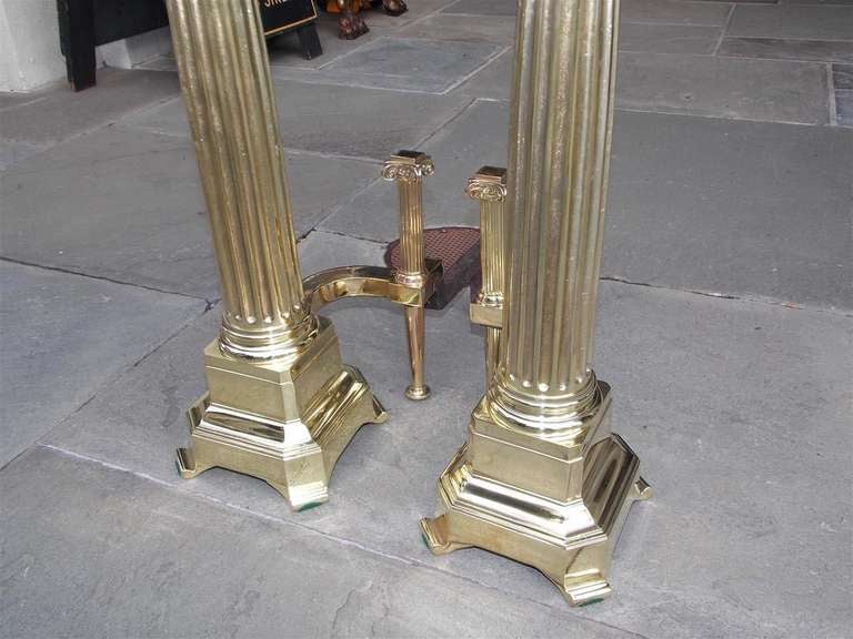 Pair of English Brass Monumental Lion Andirons. Circa 1840 3