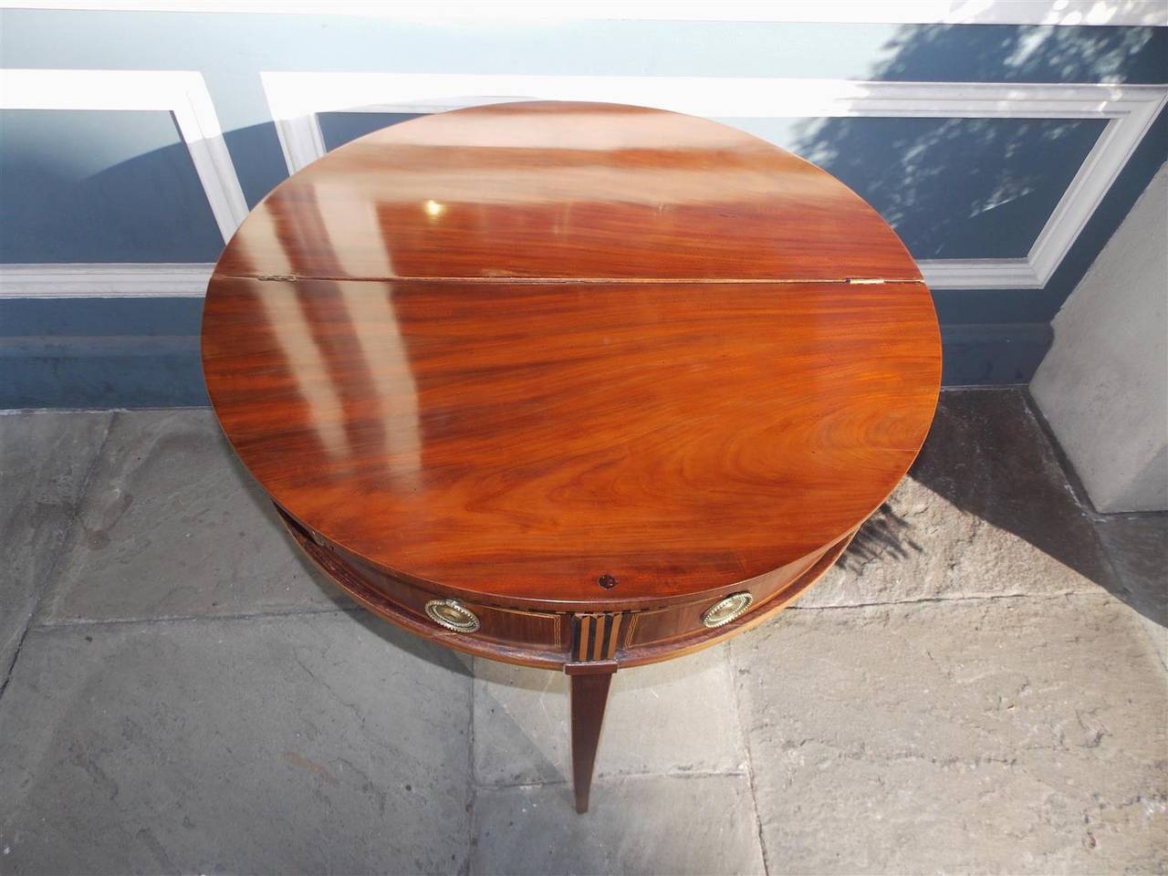 Italian Mahogany Inlaid Demi-lune Game Table.  Circa 1790 For Sale 1