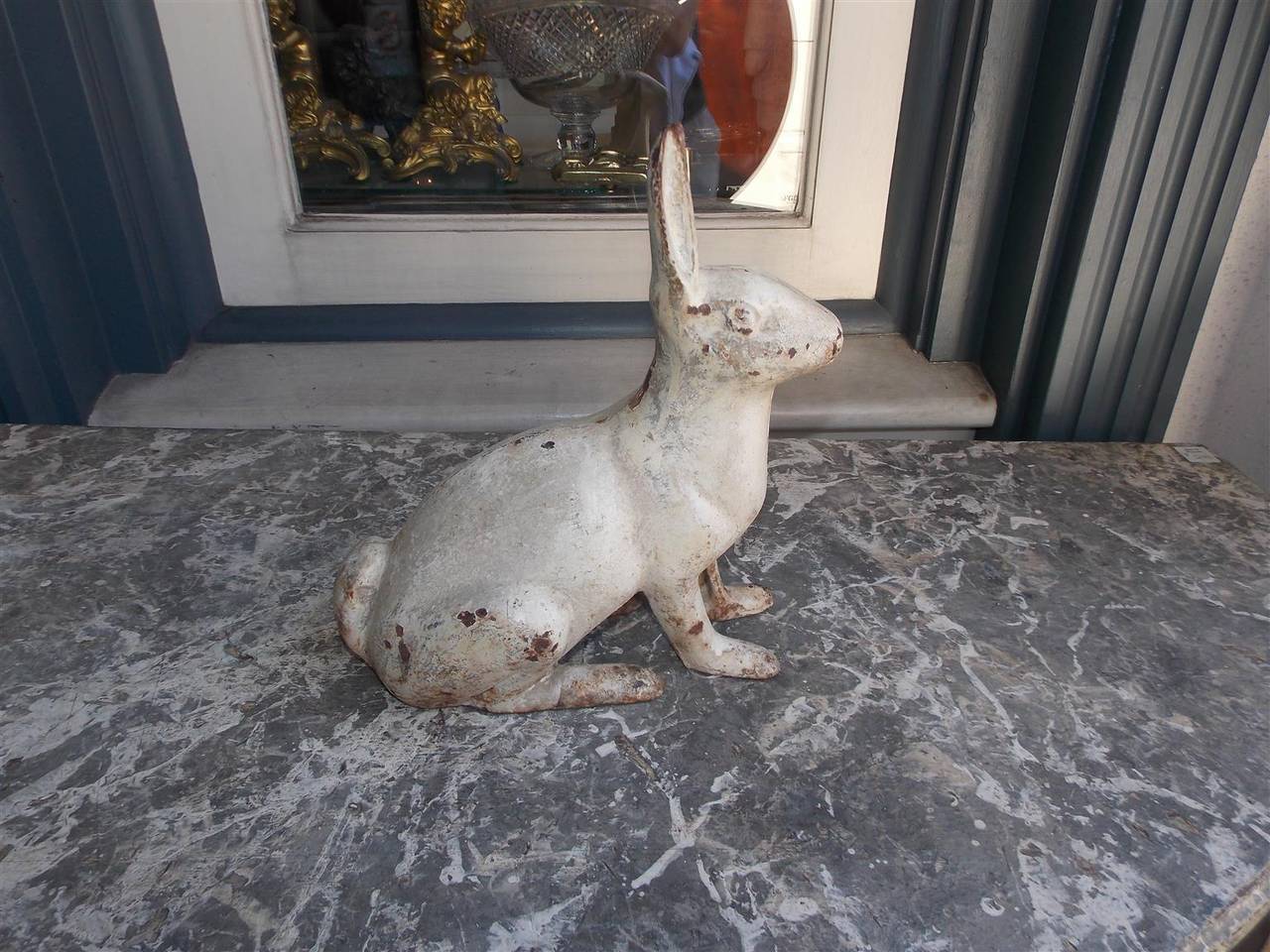 antique cast iron rabbit door stop