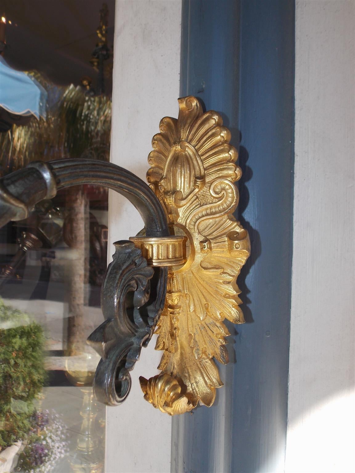 Pair of French Gilt Bronze Floral Sconces, Circa 1810 For Sale 4