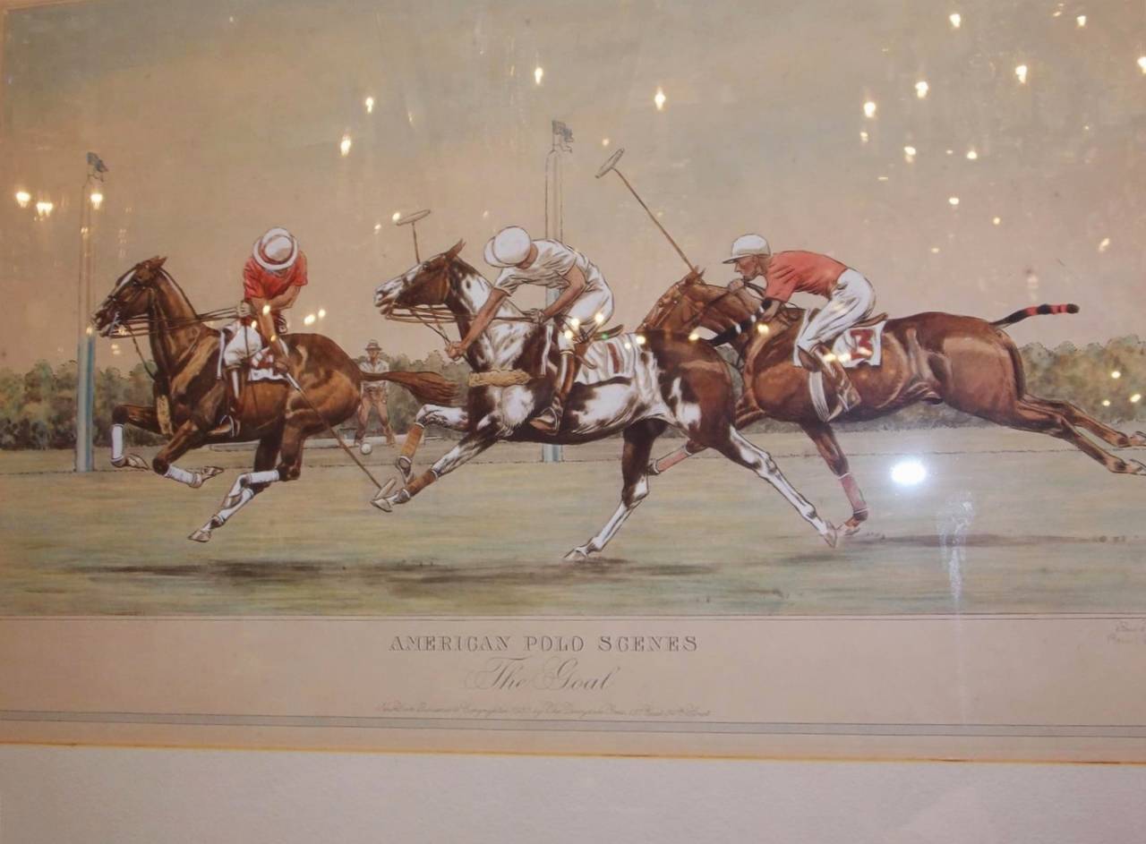 Set of Four American Polo Scenes, "Paul Brown" Derrydale Press, NY, Circa 1930