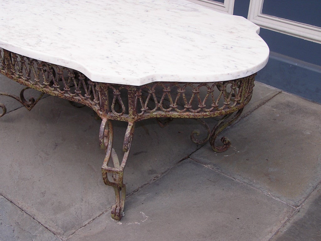 French Marble and Wrought Iron Table For Sale 1