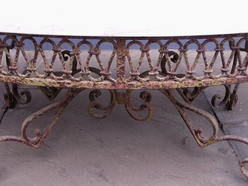 French Marble and Wrought Iron Table For Sale 2