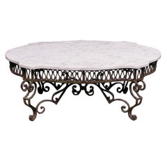 French Marble and Wrought Iron Table 8