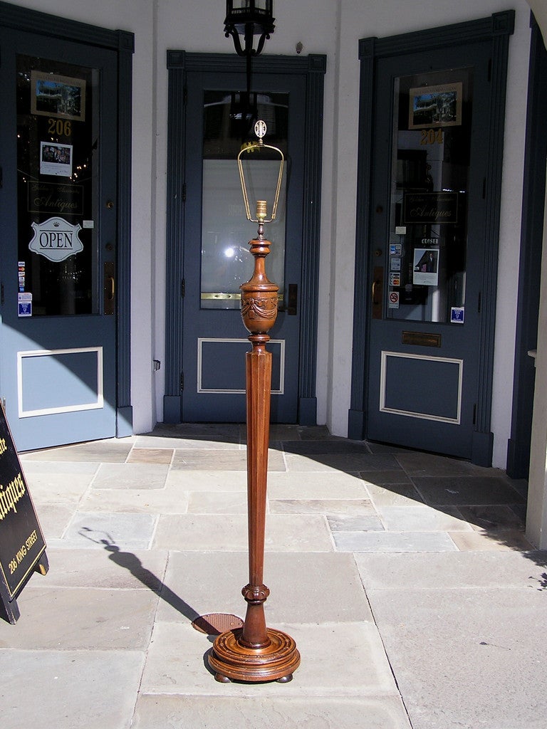 English Mahogany Floor Lamp