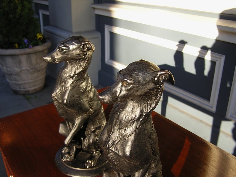 19th Century Pair of American Bronze Dog Sculpures For Sale