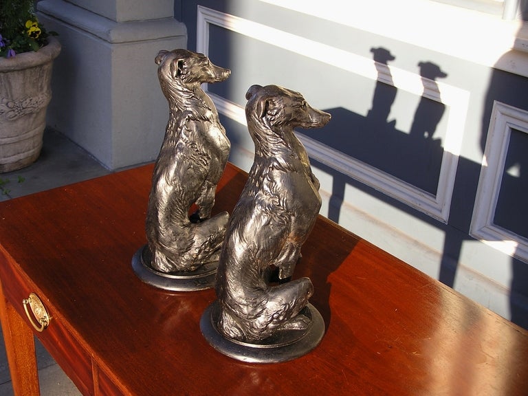 Pair of American Bronze Dog Sculpures For Sale 2