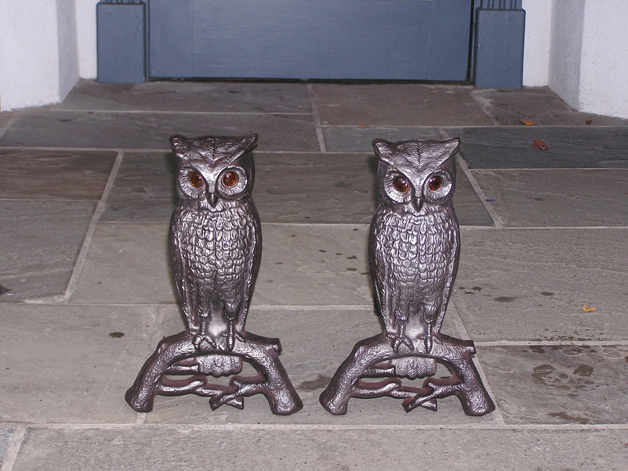 Pair of American Owl Andirons