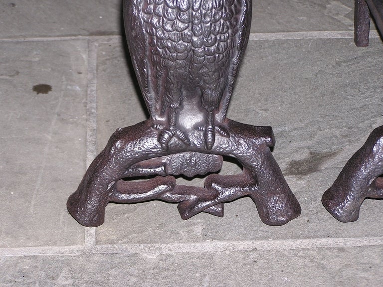 Pair of American Owl Andirons 2