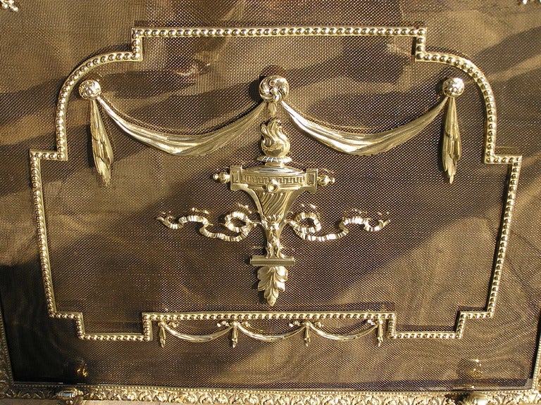 19th Century French Brass Winter / Summer Fire Screen For Sale