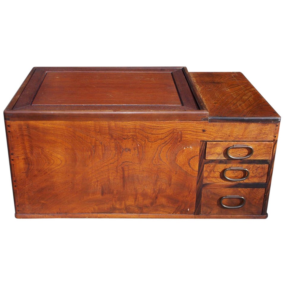 Japanese Three Drawer Copper Lined Hibachi. Circa 1870 For Sale