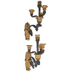 Pair of French Gilt Bronze Floral Sconces, Circa 1810 10