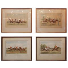 Set of Four American Polo Scenes, "Paul Brown" Derrydale Press, NY, Circa 1930