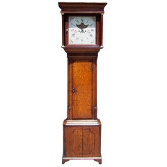 Antique English Regency Oak & Mahogany Painted Tall Case Clock. Circa 1790