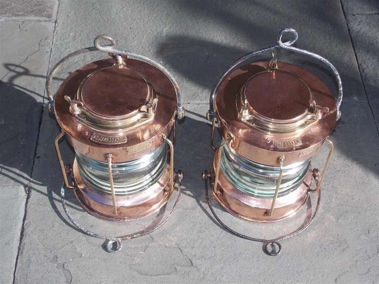 Pair of English Copper Anchor Ship Lanterns. Meteorite Firm, Circa 1910-20 1