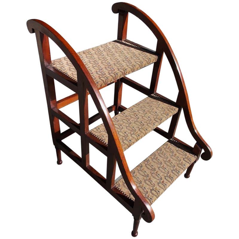 English Folding Library Steps at 1stDibs