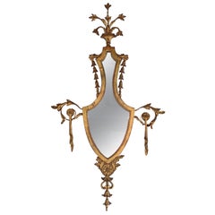 Antique Italian Shield Back Gilt Mirror