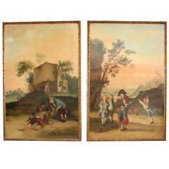 Pair of Italian Oil on Canvas Landscapes