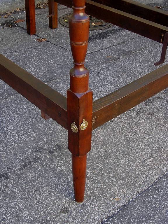 Brass Pair of American Mahogany Pencil Post and Head Board Twin Tester Beds, C. 1810 For Sale