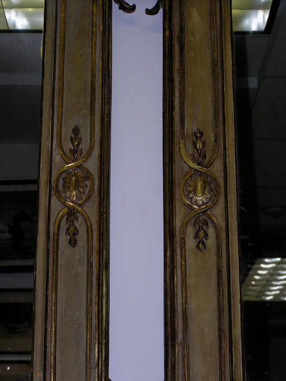 Late 18th Century Pair of Italian Gilt and Painted Floral Wall Mirrors. Circa 1790