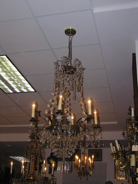 18th Century and Earlier Italian Gilt Bronze and Crystal Chandelier For Sale
