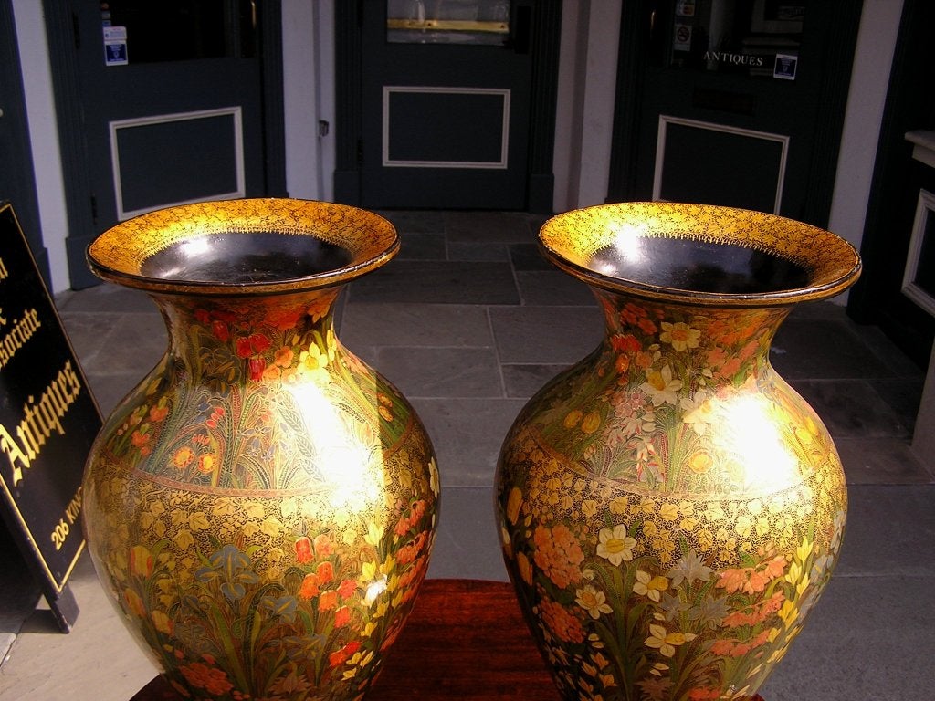 Indian Pair of Kashmiri Vases