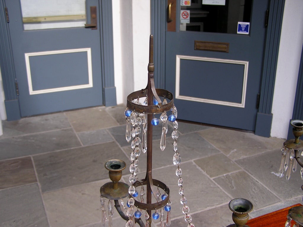 Hand-Carved Pair of English Bronze and Wedgewood Three Arm Two Tiered Candelabras. C. 1790 For Sale