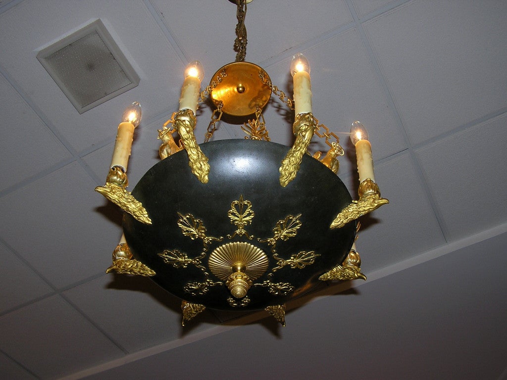 19th Century French Regency Gilt Bronze and Painted Chandelier
