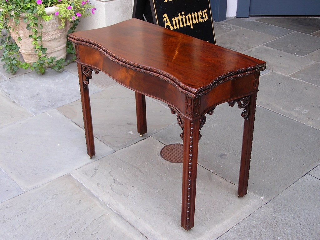 English Chippendale Cuban Mahogany Game Table In Excellent Condition In Charleston, SC