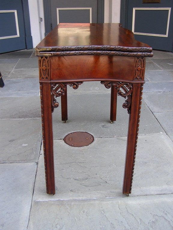 English Chippendale Cuban Mahogany Game Table 1