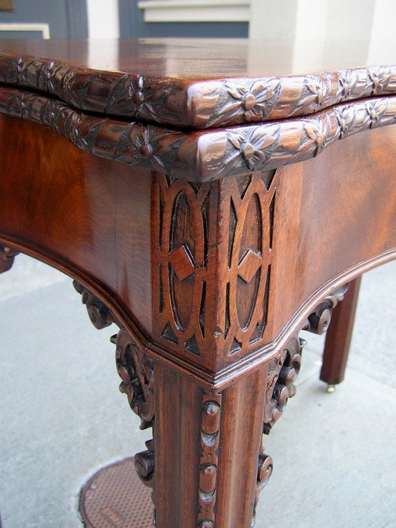 English Chippendale Cuban Mahogany Game Table 5