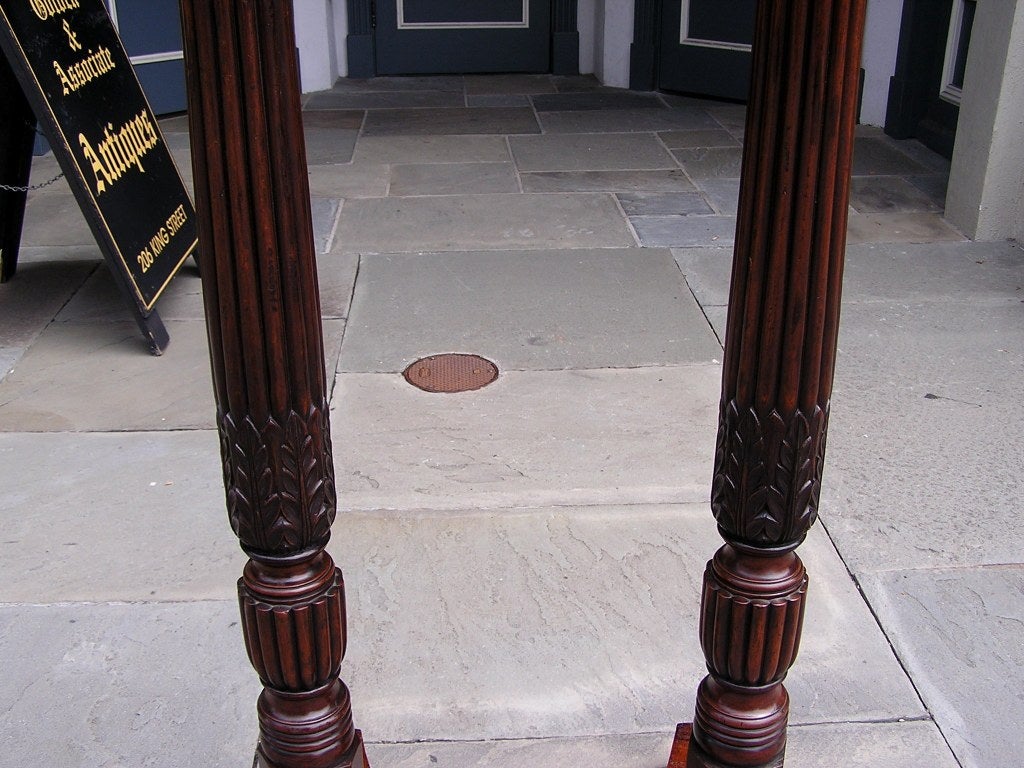 Pair of English Mahogany Foliate and Reeded Dish Top Tripod Pedestals, C. 1780 For Sale 1