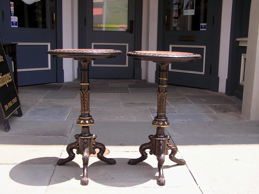 Pair of Italian Marble Top Pedestals In Excellent Condition In Hollywood, SC
