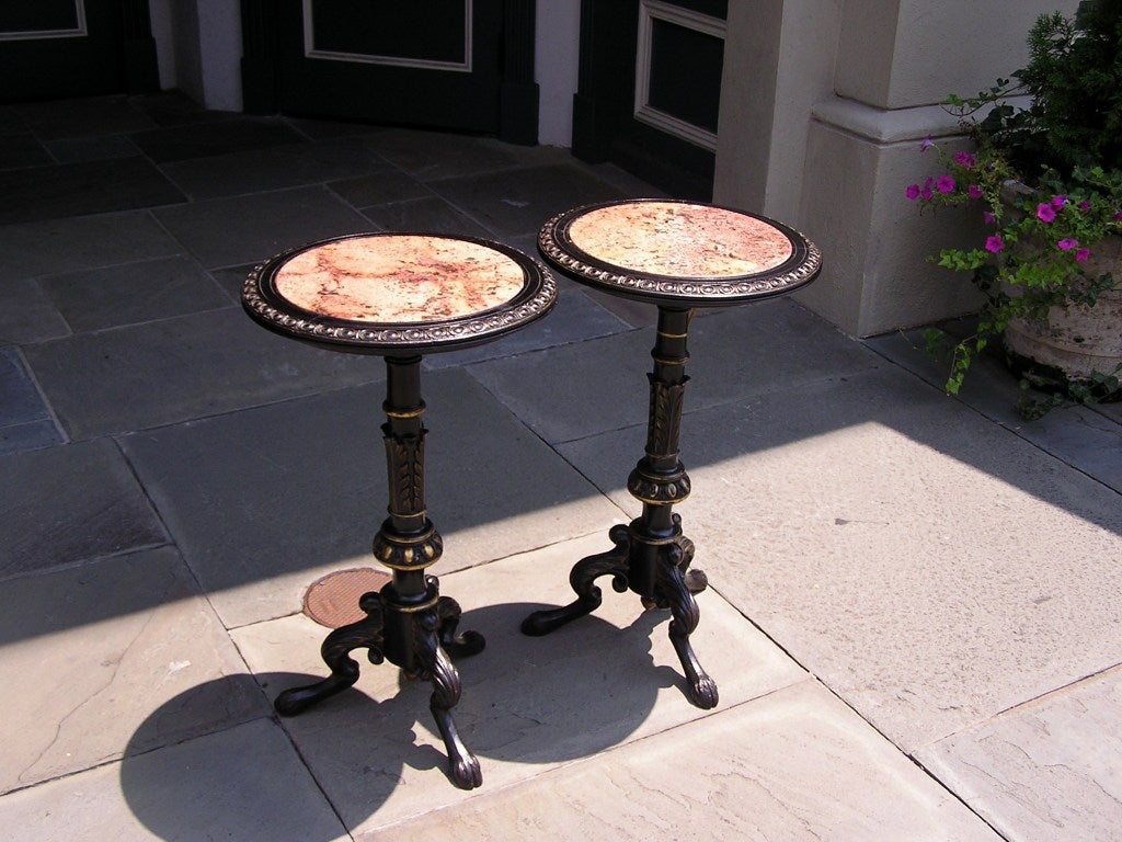 18th Century and Earlier Pair of Italian Marble Top Pedestals