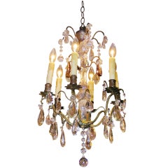 French Gilt Bronze and Crystal Chandelier Antique French Gilt Bronze and Crystal Chandelier