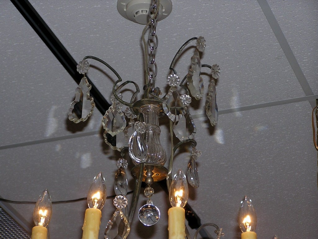 French Silver Gilt Bronze and Crystal Chandelier In Excellent Condition For Sale In Hollywood, SC