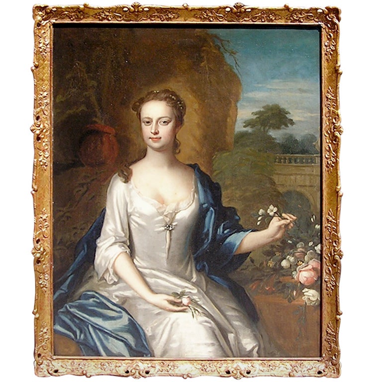English Oil On Canvas of Mrs. Spencer, Winston Churchill's Mother.  18th Century