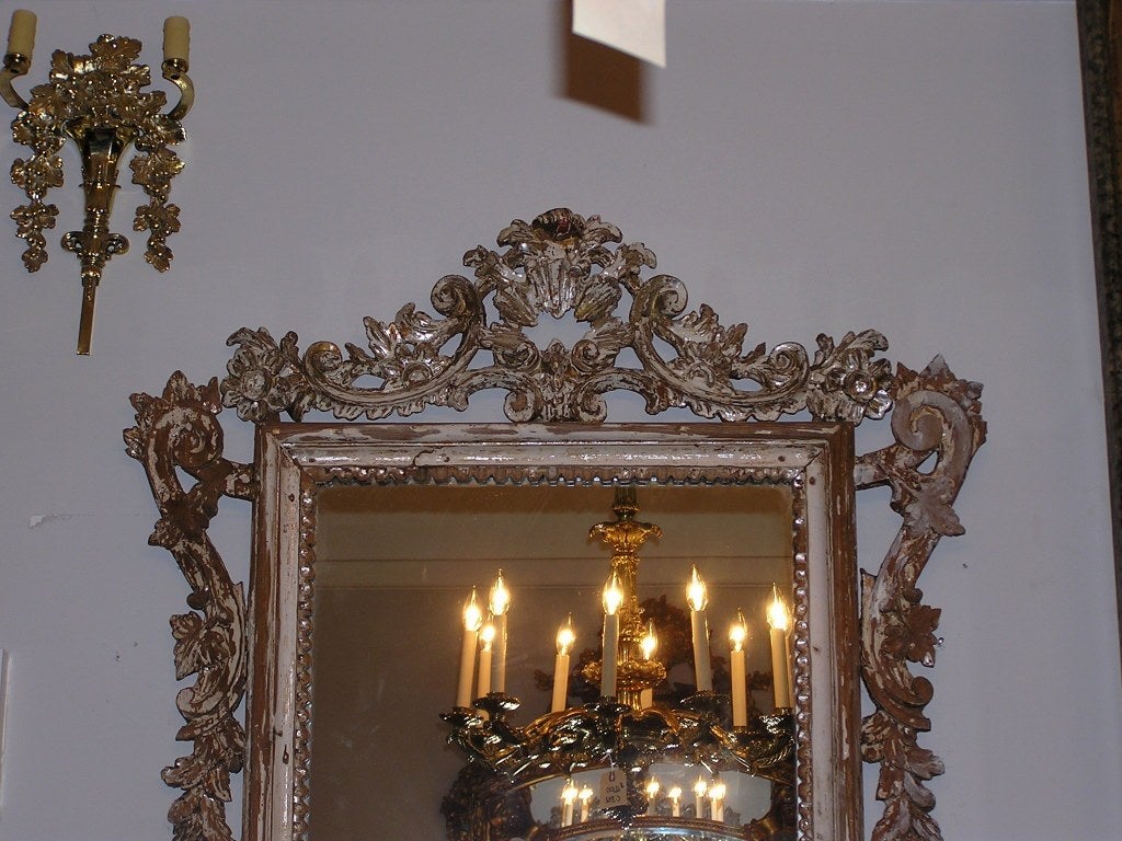 Italian Painted and Silver Gilt Mirror In Excellent Condition For Sale In Hollywood, SC