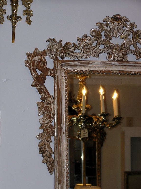 19th Century Italian Painted and Silver Gilt Mirror For Sale
