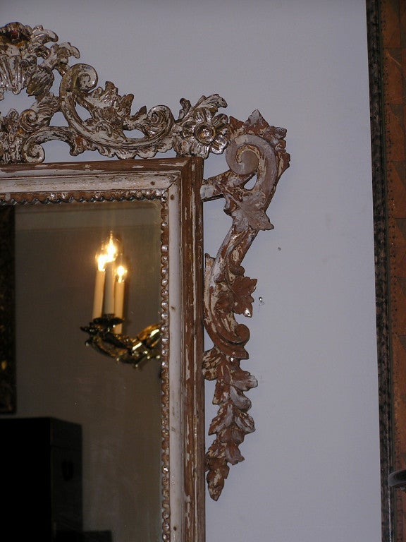 Italian Painted and Silver Gilt Mirror For Sale 1