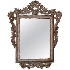 Antique Italian Painted and Silver Gilt Mirror