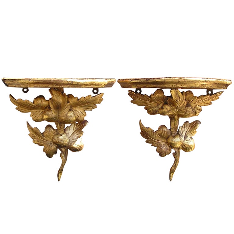 Pair of American Gilded Wall Brackets