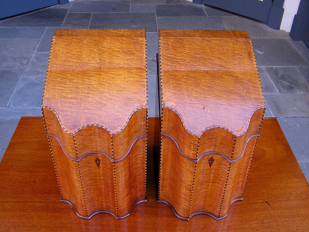 18th Century and Earlier Pair of American Cutlery Boxes